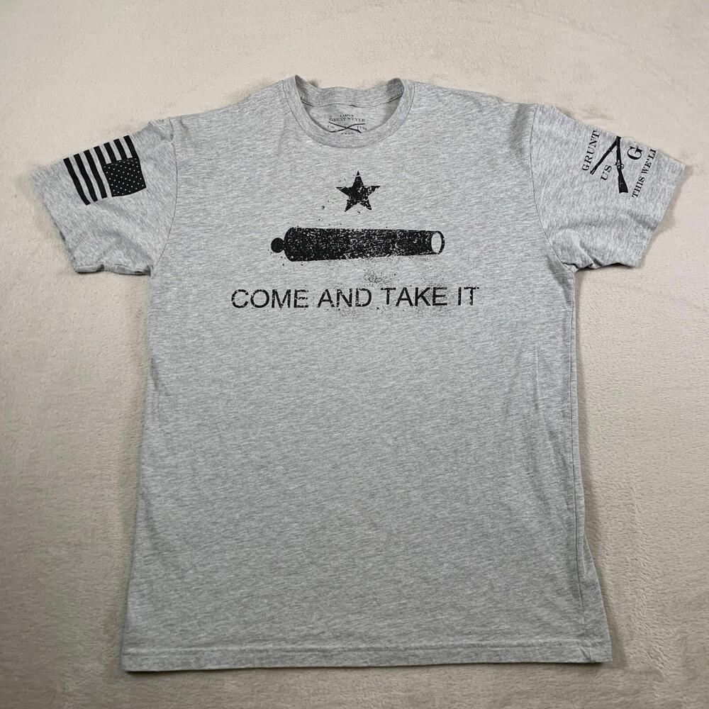 Grunt Style Shirt Mens XL Large Gray Rifle American USA Come And Take It Logo‎